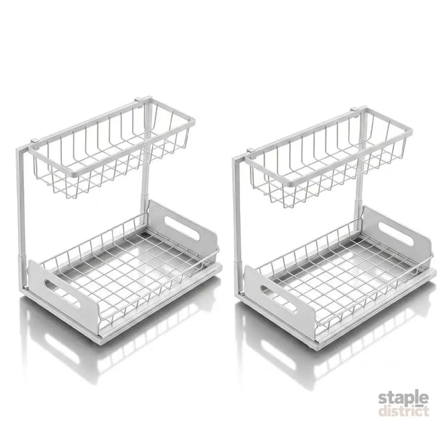 Toque 2x Under Sink Storage Rack Kitchen Cabinet Organiser 2-Tier Shelving Home-2050059015005802497