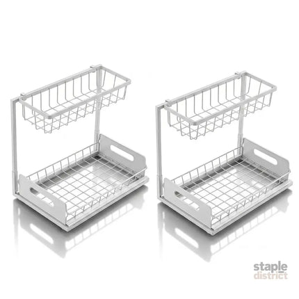 Toque 2x Under Sink Storage Rack Kitchen Cabinet Organiser 2-Tier Shelving Home-2050059015005802497