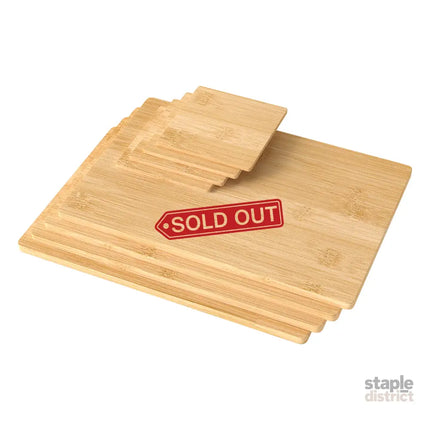 Toque 8 Pcs Natural Bamboo Placemat Coaster Storage Dish-2029387307206971400