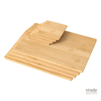 Toque 8 Pcs Natural Bamboo Placemat Coaster Storage Dish-2029387307206971400