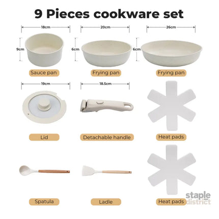 Toque 9-Piece Non Stick Cookware Set Kitchen Fry Pan-2050056750975029250