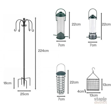 Toque Bird Feeder Station Hanging Stand Feeder 8 Hooks 4 Feeders Outdoor 224cm-2061251870957113346