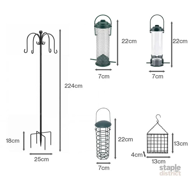 Toque Bird Feeder Station Hanging Stand Feeder 8 Hooks 4 Feeders Outdoor 224cm-2061251870957113346