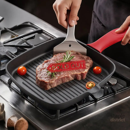 Toque Cast Iron Square Grill Pan with Spouts Cookware-2050056750186500103