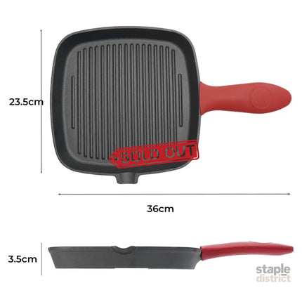 Toque Cast Iron Square Grill Pan with Spouts Cookware-2050056750186500098