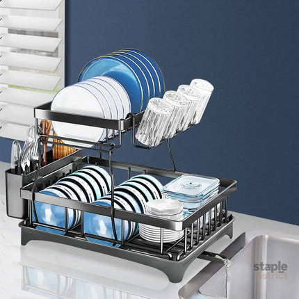 TOQUE Detachable Dish Drying Rack Cutlery Black-2018816695673688070