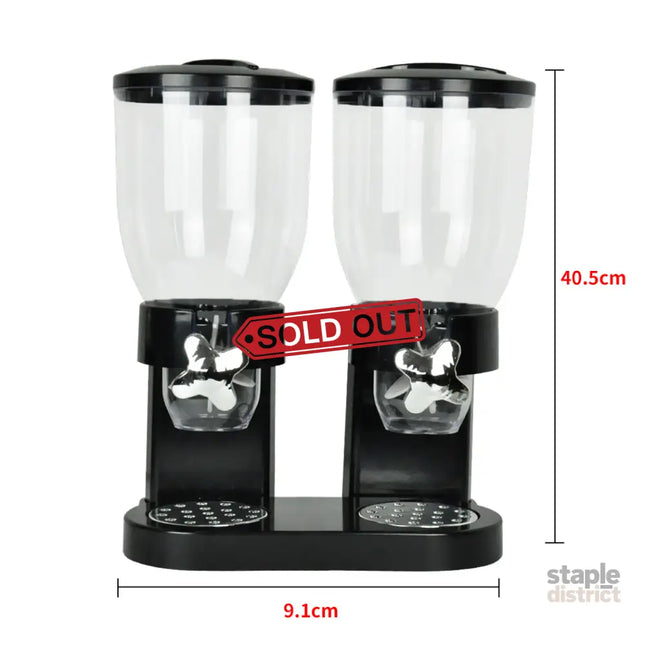 TOQUE Double Cereal Dispenser Dry Food Black-2006733302156890114