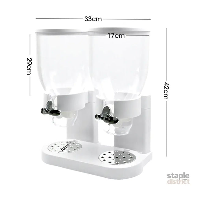 TOQUE Double Cereal Dispenser Dry Food White-2029387278626983938