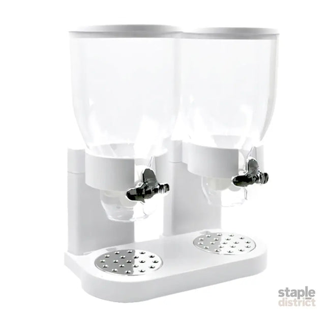 TOQUE Double Cereal Dispenser Dry Food White-2029387278626983937