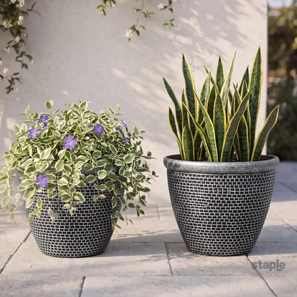 Toque Plastic Plant Pots 30cm Outdoor Garden Planter 2 Pcs With Drainage Holes-2050059017493024775