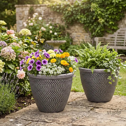 Toque Plastic Plant Pots 30cm Outdoor Garden Planter 2 Pcs With Drainage Holes-2050059017493024774