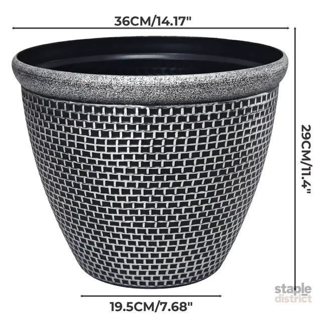 Toque Plastic Plant Pots 36cm Outdoor Garden Planter 2 Pcs With Drainage Holes-2050059017677574146