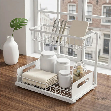 Toque Under Sink Storage Rack Kitchen Cabinet Organiser 2-Tier Shelving Home-2050059015223906311