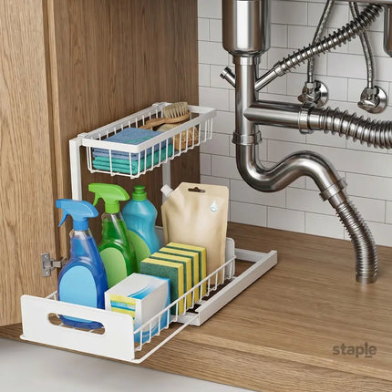 Toque Under Sink Storage Rack Kitchen Cabinet Organiser 2-Tier Shelving Home-2050059015223906310