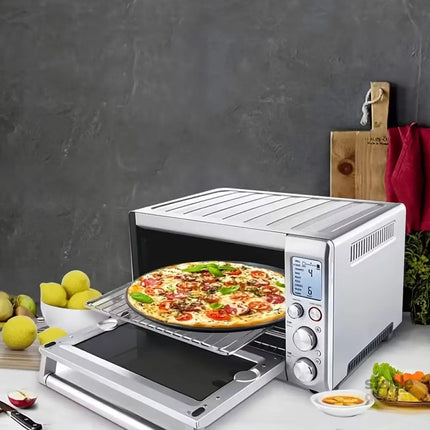 Two pizza baking pans each 30.48 cm in diameter feature ventilation holes for improved cooking efficiency and a