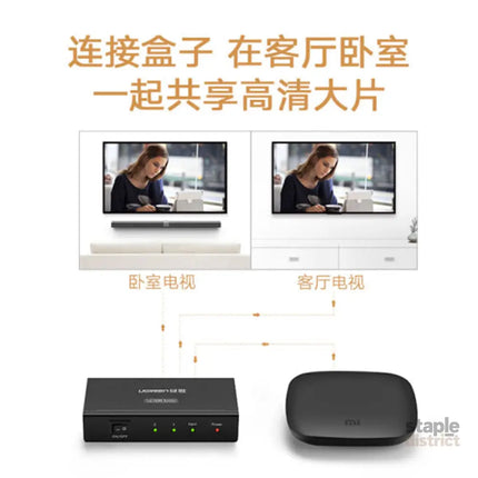 UGREEN 1 x 2 HDMI Amplifier Splitter - Black (40201) - Appliances > TV > TVs & Accessories