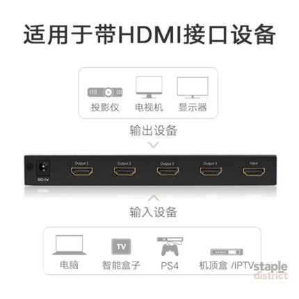 UGREEN 1 x 4 HDMI Amplifier Splitter - Black (40202) - Appliances > TV > TVs & Accessories