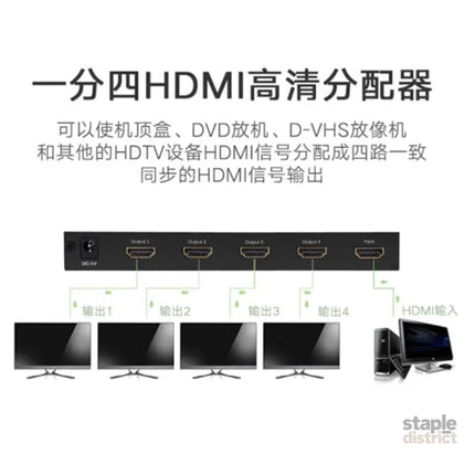 UGREEN 1 x 4 HDMI Amplifier Splitter - Black (40202) - Appliances > TV > TVs & Accessories