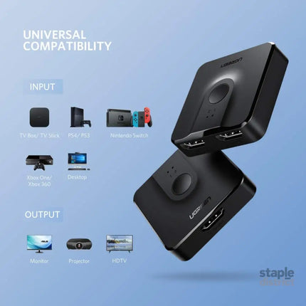 UGREEN 2-Port 4K HDMI Switch/Splitter Black (50966) - Appliances > TV > TVs & Accessories