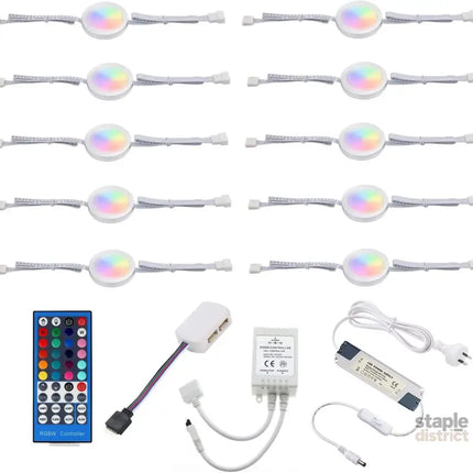 Under Counter LED Light Kit RGBWW Under Cabinet Lighting 10 Packs Colored Cabinet Lights with Wireless 40-Key IR