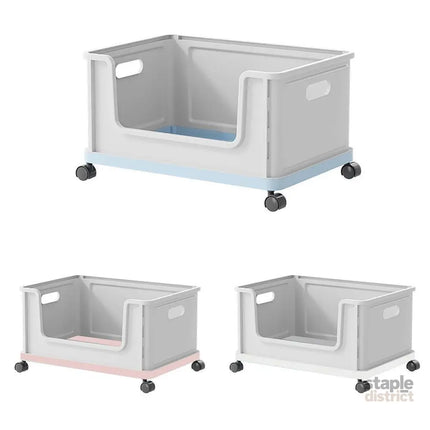 Under Desk Book Storage Box with Wheels Movable Classroom Student Organiser Rack - Blue - Baby & Kids > Kid’s Furniture