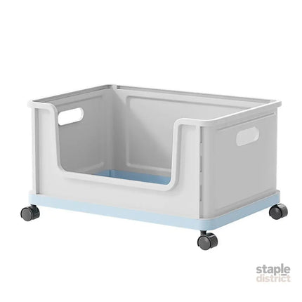 Under Desk Book Storage Box with Wheels Movable Classroom Student Organiser Rack - Blue - Baby & Kids > Kid’s Furniture