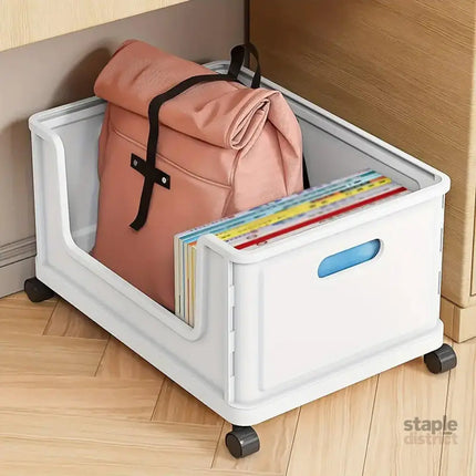 Under Desk Book Storage Box with Wheels Movable Classroom Student Organiser Rack - Blue - Baby & Kids > Kid’s Furniture