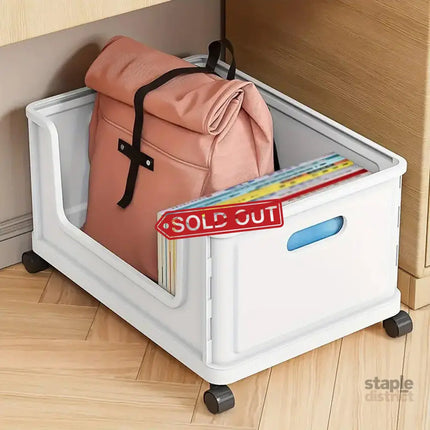 Under Desk Book Storage Box with Wheels Movable Classroom Student Organiser Rack - White - Baby & Kids > Kid’s