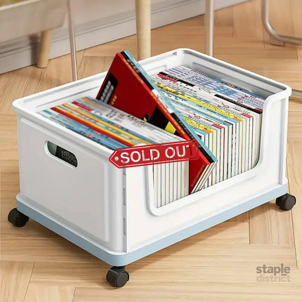 Under Desk Book Storage Box with Wheels Movable Classroom Student Organiser Rack - White - Baby & Kids > Kid’s