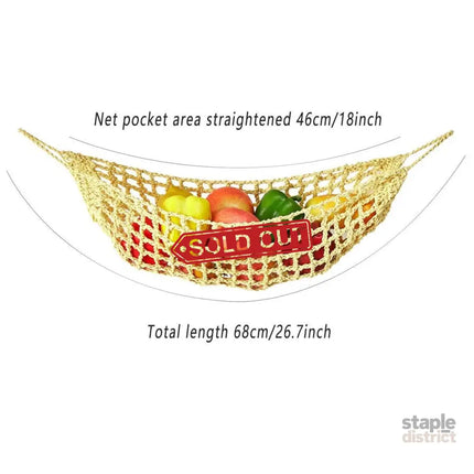Under Desk Hanging Fruit Basket Kitchen Storage Net Home Organizer for Fruits - Khaki - Commercial > Packaging >