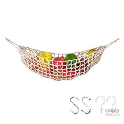 Under Desk Hanging Fruit Basket Kitchen Storage Net Home Organizer for Fruits - White - Commercial > Packaging >