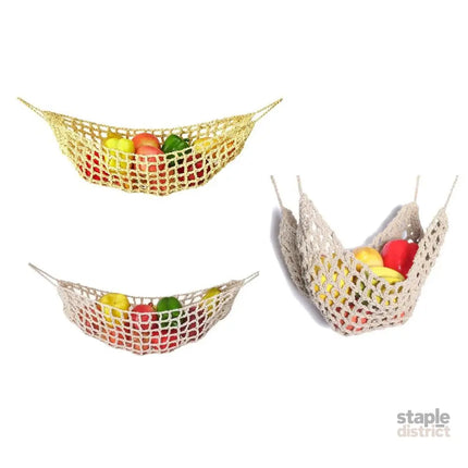 Under Desk Hanging Fruit Basket Kitchen Storage Net Home Organizer for Fruits - White - Commercial > Packaging >