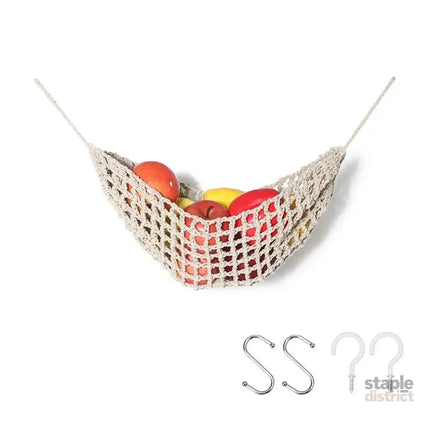 Under Desk Hanging Fruit Basket Kitchen Storage Net Home Organizer for Fruits - White - Commercial > Packaging >