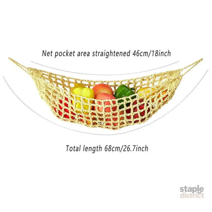 Under Desk Hanging Fruit Basket Kitchen Storage Net Home Organizer for Fruits - White - Commercial > Packaging >