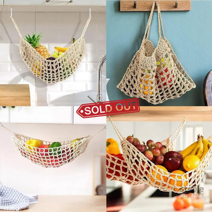 Under Desk Hanging Fruit Basket Kitchen Storage Net Home Organizer for Fruits - Yellow - Commercial > Packaging >