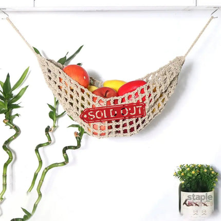 Under Desk Hanging Fruit Basket Kitchen Storage Net Home Organizer for Fruits - Yellow - Commercial > Packaging >