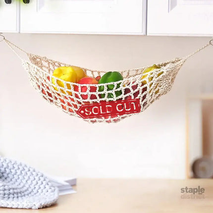 Under Desk Hanging Fruit Basket Kitchen Storage Net Home Organizer for Fruits - Yellow - Commercial > Packaging >