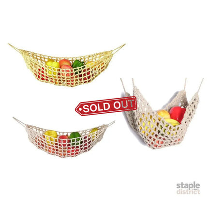 Under Desk Hanging Fruit Basket Kitchen Storage Net Home Organizer for Fruits - Yellow - Commercial > Packaging >