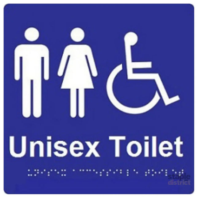 Unisex Accessible Toilet Braille Sign Blue / White - Furniture > Bathroom > Toilets