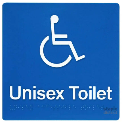 Unisex Disabled Toilet Braille Sign Blue / White - Furniture > Bathroom > Toilets