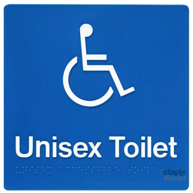Unisex Disabled Toilet Braille Sign Blue / White - Furniture > Bathroom > Toilets