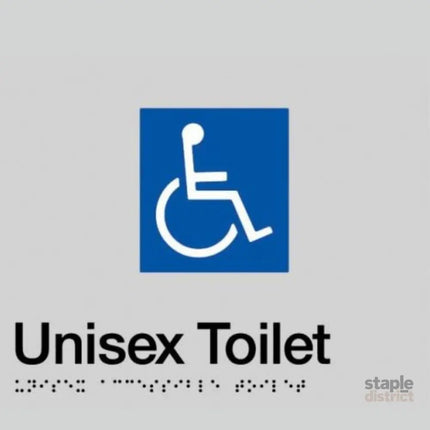 Unisex Disabled Toilet Braille Sign Silver / Black - Furniture > Bathroom > Toilets