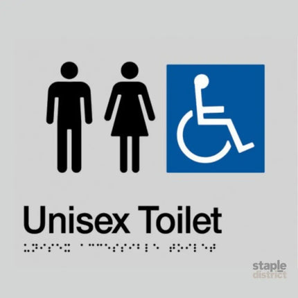 Unisex Toilet Braille Sign Silver/Black - Furniture > Bathroom > Toilets