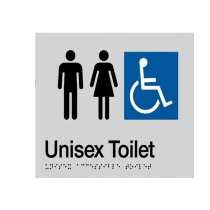 Unisex Toilet Braille Sign Silver/Black - Furniture > Bathroom > Toilets