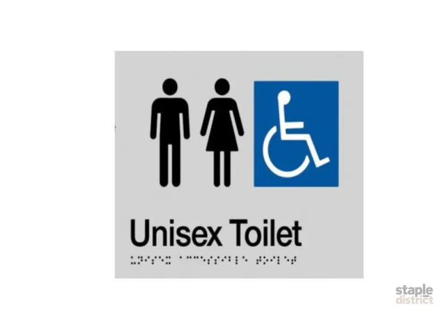 Unisex Toilet Braille Sign Silver/Black - Furniture > Bathroom > Toilets