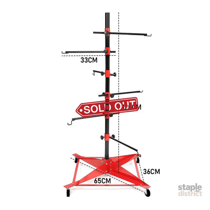 Universal Auto Paint Stand Panel Tree Paint Rotating Stand Center Post Hang Paint Spray with 4 Wheels and 6 Hooks for