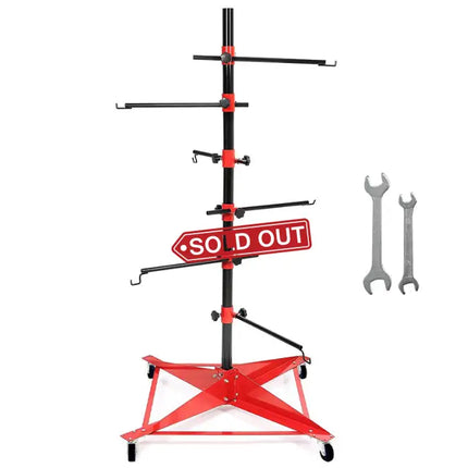 Universal Auto Paint Stand Panel Tree Paint Rotating Stand Center Post Hang Paint Spray with 4 Wheels and 6 Hooks for