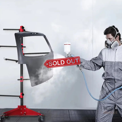 Universal Auto Paint Stand Panel Tree Paint Rotating Stand Center Post Hang Paint Spray with 4 Wheels and 6 Hooks for