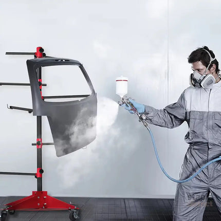 Universal Auto Paint Stand Panel Tree Paint Rotating Stand Center Post Hang Paint Spray with 4 Wheels and 6 Hooks for