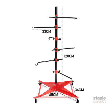 Universal Auto Paint Stand Panel Tree Paint Rotating Stand Center Post Hang Paint Spray with 4 Wheels and 6 Hooks for